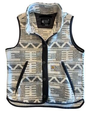 Carhartt Vest Sherpa Fleece Snap Front Womens Small (4-6) Relaxed Gray Black